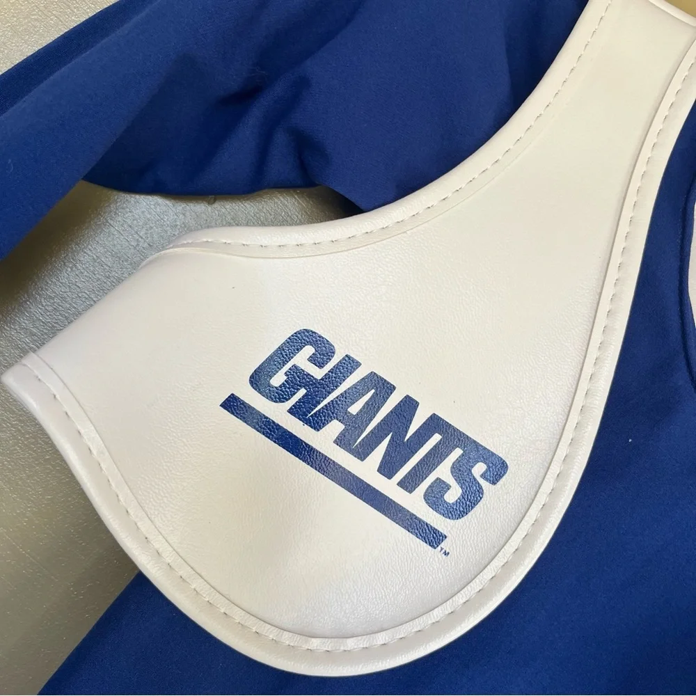 NY Giants Cropped Faux Leather Vest Leotard Baby Halloween Costume